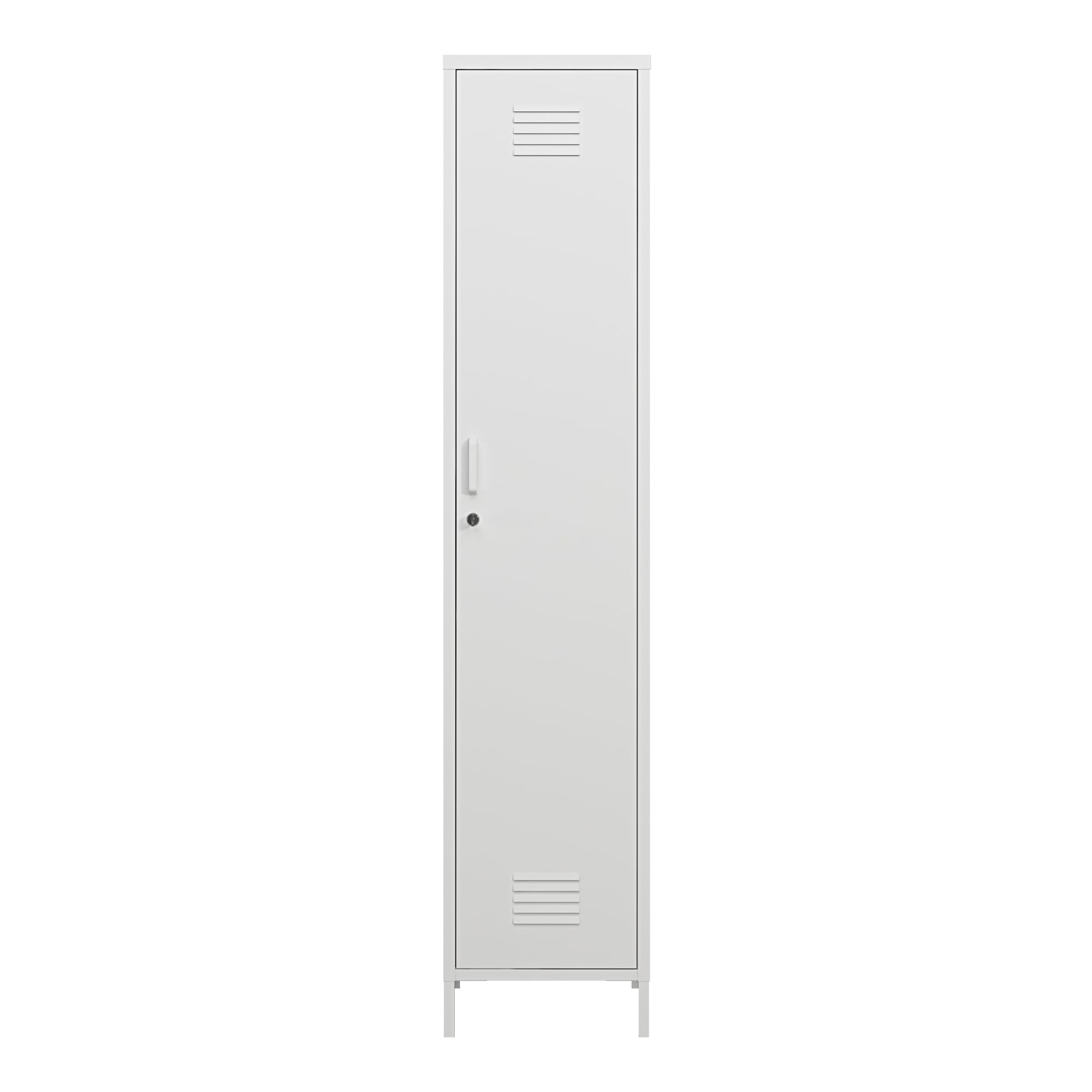 [en.casa] Armadio da Ufficio con Anta e Serratura Ripiani ad Altezza Regolabile Mobile in Acciaio da Spogliatoio con 3 Scomparti e Barra Porta Abiti 180 x 38 x 38 cm - Bianco