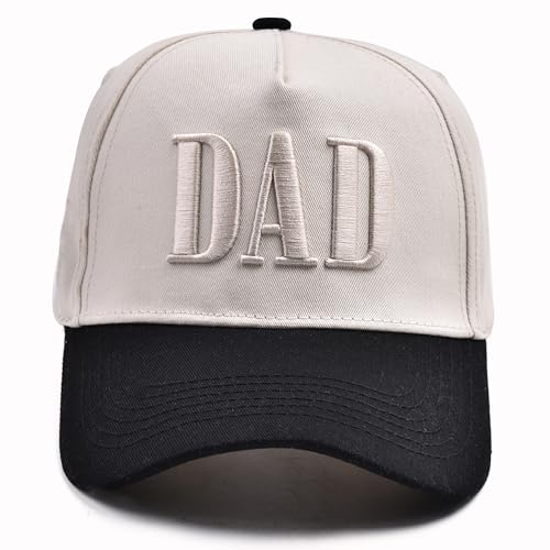 Dad Trucker Hats for Men, Embroidered Adjustable Canvas Daddy Baseball Cap Hat for Casual Wear,New Dad Gifts for Husband Beige