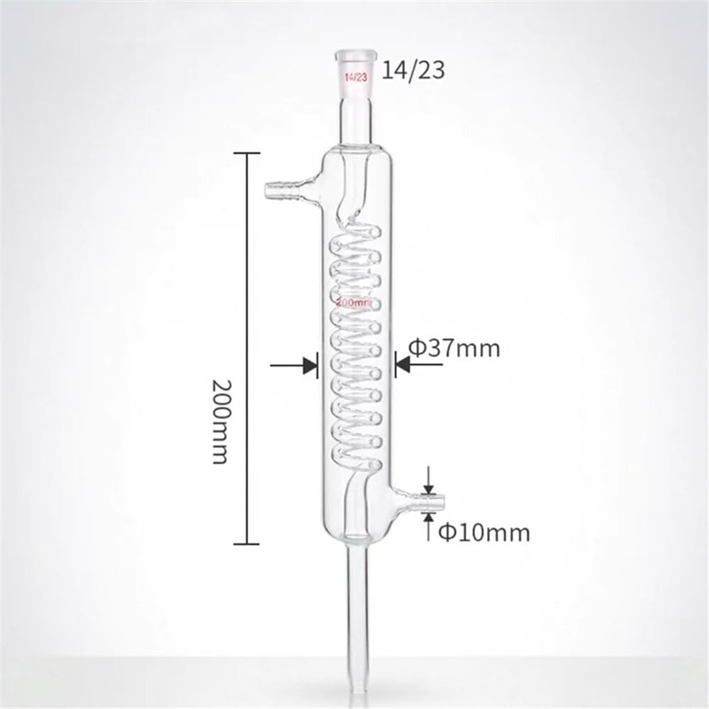 Pełny szklany kondensator destylator ze spiralą 200 mm długości i standardowe matowe usta 14, 19 24 Sprzęt laboratoryjny
