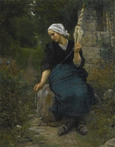 GKAZGQPR De Célèbres Tableaux Peinture sur Toile d'art Image sur Toile Fileuse de Jules adolphe Breton Image sur Toile Pour les Décorations pour la Maison 60x90cm