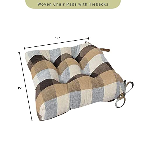 Arlee Home Fashions – Fiber Filled Premium Chair Pads - Chair Pads With Tiebacks –17.25” L X 16” W – Cholocate - Set Of 4 #TOP1