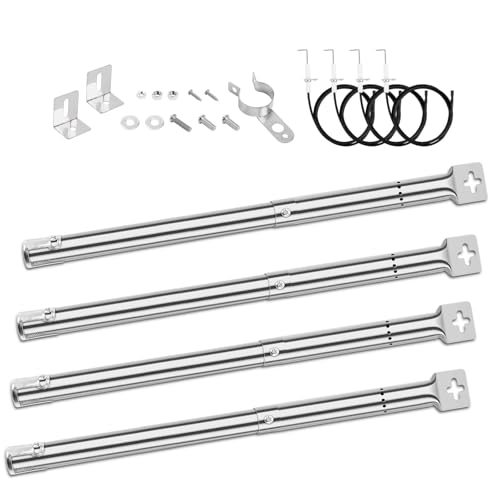 31cm bis 45cm Universal Gasgrill Brenner Ersatzteile für Landmann, Enders, Tepro, Taino, Campingaz, Outback, Barbecook und Andere Grills, 4 Stück Verstellbarer Edelstahl Brenner Zubehör