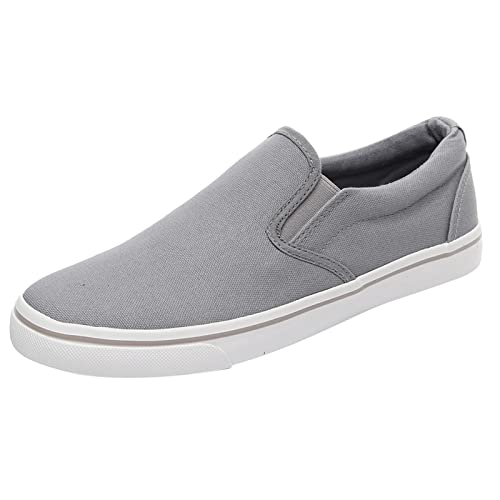 Baskets en toile à enfiler pour homme - Mocassins légers et décontractés avec panneau élastique - Plimsolls plats respirants pour un style quotidien - Semelle intérieure rembourrée - Dessus en textile