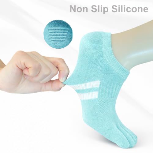 Image of soxsense Cushion No Show Toe Socks For Women Five Finger Socks Low Cut Athletic Running Socks 4 Pairs