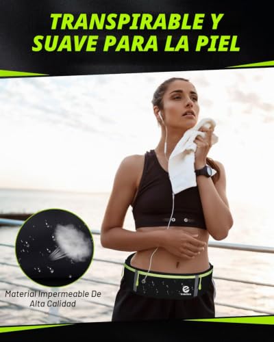 Miniatura 5 de Enkifun Riñoneras Running Riñonera Deporte Con Orificio Auriculares Riñonera Deportiva Para Hombres Mujeres Riñoneras De Running Ajustable Con Tiras Reflectantes Correr Ejercicio Viajar Negro