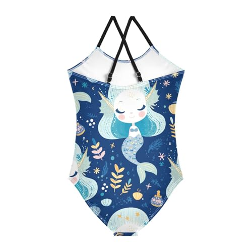 Yuiboo Fairy-Tale Mermaids Blue Swimsuits for Girls 1-Piecing Bathing Suits Toddler Girls Swim Suit Swimwear 3T2
