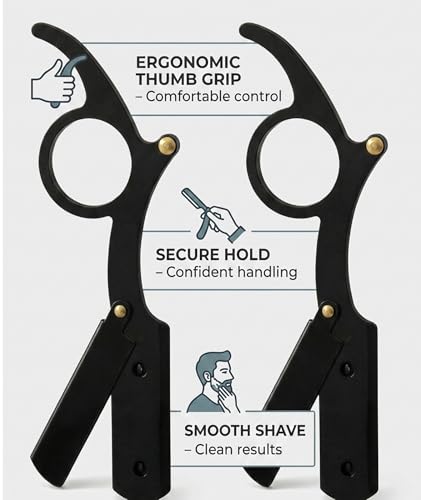 Image of 2Pcs Razor For Man, Shaving Razor Men, Straight Razor-Manual Barber-Style Professional Trimming Tool For Beard & Face