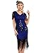PrettyGuide Women's 1920s Dress Art Deco Cocktail Dress Short Sleeve XXL Black Blue