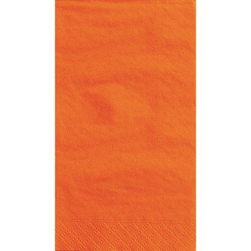 Image of Pumpkin Orange Solid Guest Towels - Pack Of 20 - Absorbent Paper Hand Napkins For Bathroom, Kitchen & Events