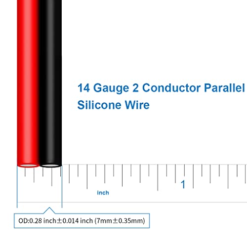 BNTECHGO 14 Gauge Flexible 2 Conductor Parallel Silicone Wire Spool Red Black High Resistant 200 deg C 600V for Single Color LED Strip Extension Cable Cord,Model,50ft Stranded Tinned Copper Wire by BNTECHGO - Image 3