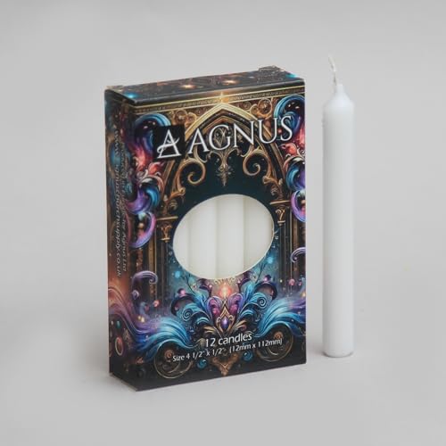 12 White Spell Candles 4.5 100% Natural Christingle Chime Pyramid Christmas Tree Candles – Smokeless, Dripless, Golden Flame – Household, Dinner Stick, Kosher, Clean,