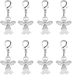 quiodok 30 Pcs White Angel Pendants Lucky Angel Keyring Angel Souvenir Keychain Charms for Gift Wedding Birthday Party DIY Crafts and Jewellery Making