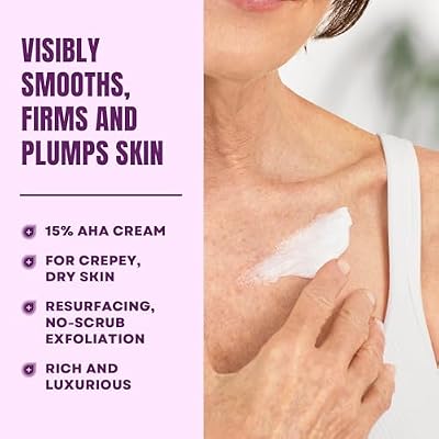 AmLactin Crepe Firming Cream - 12 oz Body Cream with 15% Lactic Acid - Exfoliator and Moisturizer for Crepey, Dry Skin & Ultra Smoothing - 4.9 oz Body & Hand Cream with 15% Lactic Acid
