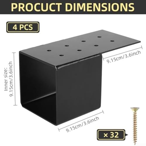 Kit de conectores de pérgola para postes de madera, soportes de esquina de ángulo recto de 3 vías para una construcción duradera de cenador y pérgola