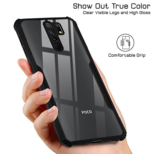 Image of Jkobi Back Cover Case for Poco M2 (Shockproof with Polycarbonate Clear Panel | Professional Black)