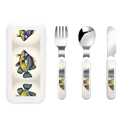 Fly Yellow Fish Stainless Steel Cutlery Set, Stainless Steel Cutlery Fork Spoon and Knife for Daily Meals