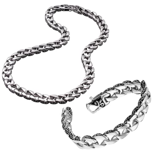 URBAN JEWELRY Beautiful Fleur De Lis Mens Link Bracelet 8.5 Inch, Link Chain Bracelet for Men (316L Stainless Steel Silver or 24K Gold Plated)