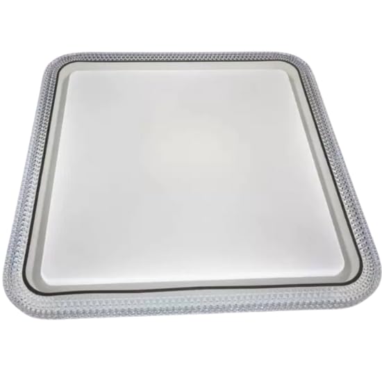 Plafon LED Moderno 40cm (36W) e 50cm (48W) | 3 Cores (3000K-6000K) | Redondo ou Quadrado (50cm Quadrado Cristal/Branco)