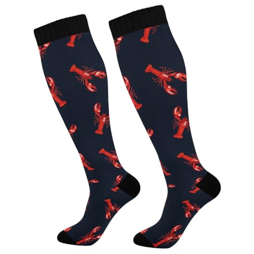 Fisyme Valentines Marine Lobster Socks for Men Women, Warm Comfort Athletic Crew Running Hiking Cycling Compression Socks