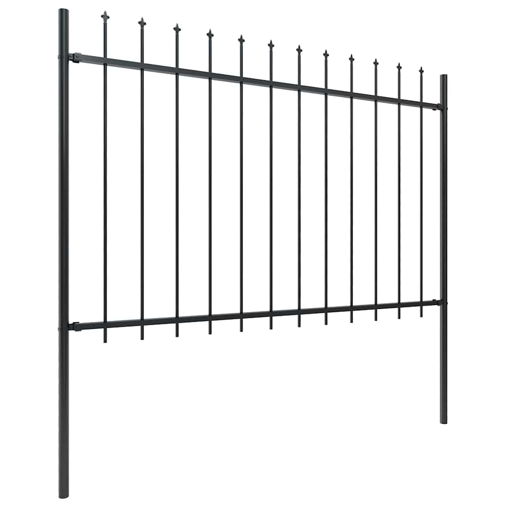 Ogrodzenie ogrodowe z grotem włóczni, stal malowana proszkowo, 1781,5 x 170 cm, czarne, 10 elementów, 11 słupków, stabilne ogrodzenie z siatki drucianej, bezpieczna ochrona ogrodu i działki