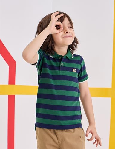 Image of Amazon Brand - Symbol Boys Cotton Rich Striped Polo Tshirt | Collar Tshirts | Half Sleeves | Regular Fit
