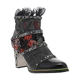 Cuir et textile LAURA VITA - Boots en cuir noires avec semelle à talon décroché haut et zip - Taille numeric_40