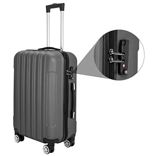 3-In-1 Multifunctional Traveling Storage Suitcases - Hard Case Suitcase With 360° Double Spinner Wheels - Lightweight Carry Ons With Tsa Lock - Travel Luggage Set (20", 24", & 28") - Dark Gray #TOP5