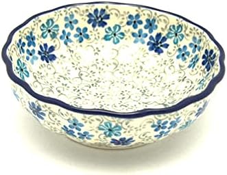 Polish Pottery Bowl - Shallow Scalloped - Small - Sea Blossom