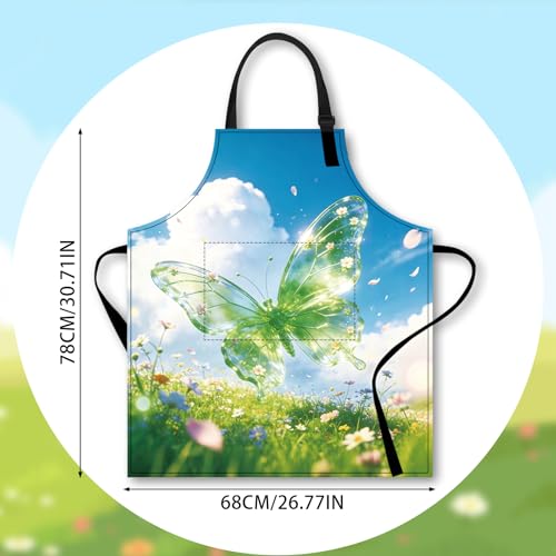 Image of Nuxovilar Decorative Kitchen Apron, 26.77x30.70 Inch Polyester Cooking Wearable Cover