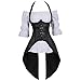 Grebrafan Rayé Corset Fête Costume 2 pièces Bustiers et Chemisier Blanc (EUR(38-40) XL, Noir)