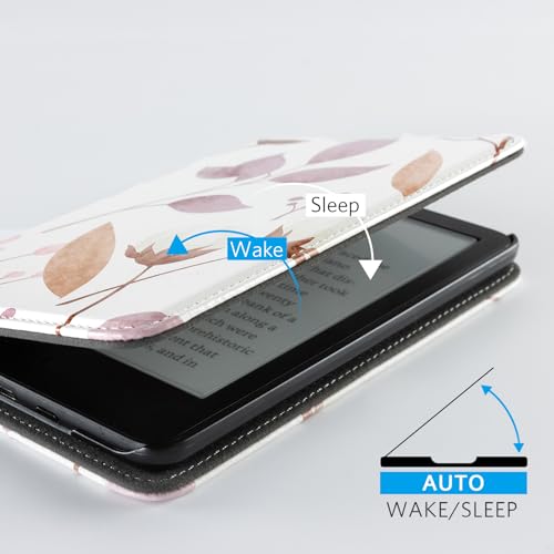 Image of CoBak Case for 6 inch E-Reader - PU Leather Smart Cover with Auto Sleep /Wake & Hand Strap, not Compatible with Kobo Clara,Gardenia
