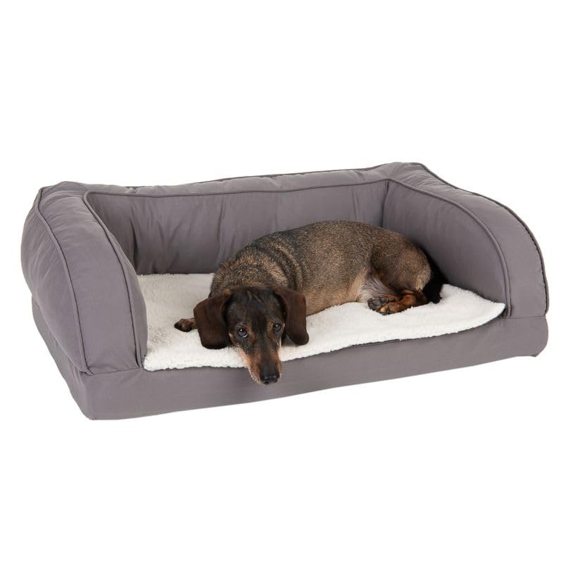 ZOOPLUS Orthopädisches Hundesofa | Hundebett | Memory Foam-Matratze | anschmiegsamer Bezugsstoff | hoher Rand | inkl. Plüschauflage (XL - L 140 x B 80 x H 32 cm)
