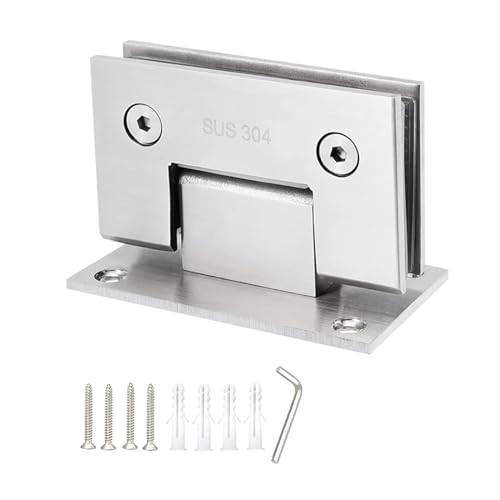 AAABOX 90° Cerniera Porta Box Doccia Vetro Heavy Duty 5mm 304 Acciaio Inossidabile Fusione di Precisione Per Mobile Bagno Vetro 8-12mm, Da Parete a Vetro (Argento Spazzolato Bordo Dritto)
