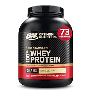 Optimum Nutrition Gold Standard 100% Whey Protein Powder, Vanilla Ice Cream, 5 Pound (Packaging May Vary)