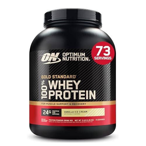 Optimum Nutrition Gold Standard Whey Protein Powder, Vanilla Ice Cream, 5LB
