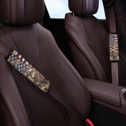 Image of AFPANQZ American Deer Branch Car Seat Belt Pads Cover Universal Fit Vehicle Seat Belt Comfort Shoulder Pads for Adults Children Seat Cushion Shoulder Straps Cushion for Bags