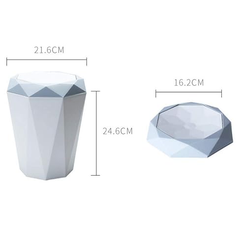Miniatura 4 de Baoblaze Papelera con tapa, cubo de basura con borde superior oscilante, 12 L, cubo de basura para baño, para cocina y oficina, color azul