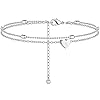 Moodear Silver Ankle Bracelets for Women – Waterproof Layered Sterling Silver Anklets Dainty Heart Initial Charm A-Z Letter Anklet for Her