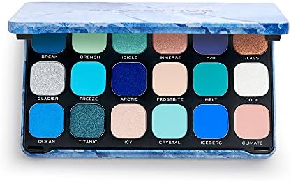 Makeup Revolution Forever Flawless Eyeshadow Palette, Ice, Matte & Shimmer Hues, 18 Pigment-Rich Shades, Cruelty-Free, 0.52 Oz