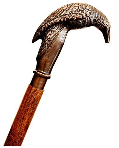 Handmade Walking Cane Vintage Raven Handle Wooden Walking Stick 40\" Rosewood Stylish Derby Gift Idea Grand Father Mother in Law Grandpa Grandma Gifts (Raven)