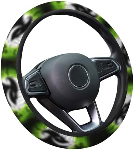 GENANY Horror Car Interior Accessories Set, Green Sack 15 Inch Steering Wheel Cover & 2 Pcs Front Seat Covers for Car Truck SUV, Spooky Halloween Decor Bundle image 4