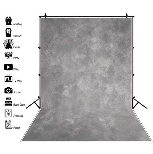 Laeacco 5X7Ft Solid Gray Backdrop Abstract Grey Portrait Photo Backdrop For Photography Headshots Portrait Studio Props Pure Color Blurry Grey Background Newborn Baby Kids Adults Portraits Shooting #TOP3