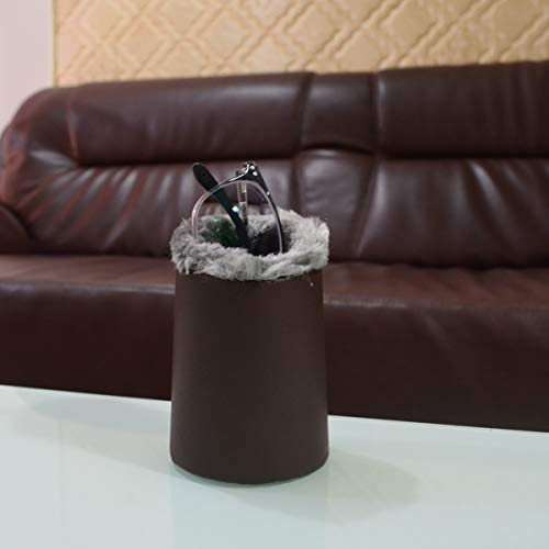 Bleiou Pack of 2 Plush Lined Eyeglasses Holder Stand Case Glasses Protective Holder for Desks or Nightstands (Gray Brown) - Thumbnail 4