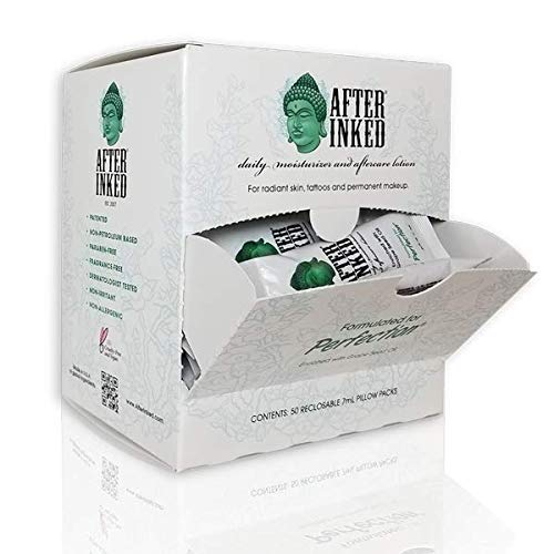 After Inked Tattoo Lotion - Tattoo Moisturizer, Tattoo Aftercare Lotion, 7Ml Tattoo Balm, Tattoo Cream, Helps Moisturize New & Existing Ink, Tattoo Lotion Aftercare W/Reclosable Pillow Pack (50-Pack) #TOP28