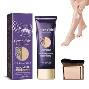 Body Full Coverage Perfector Waterproof, All over Complexion Perfector with Extra Large Body Makeup Brush,Tattoo Cover up Cream, Long-Lasting Sweat-Proof Concealer for Women