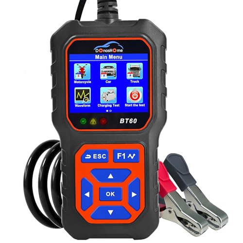 DonosHome Testeur de Batterie en Ecran Couleur 5V-36V 100-3000 CCA SOC SOH STD pour Voiture, Moto,...