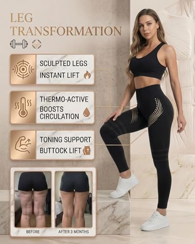3D Anti Cellulite Metabolic Booster Compression Leggings for Women | 3D Compression Pants Womens, Anti Cellulite Leggings, High Waist Butt Lifting Gym Leggings, Sport Yoga Pants Women Black - image 7
