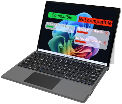 Arteck Microsoft Surface Keyboard Type Cover Ultra-Slim Portable Bluetooth Wireless Keyboard with Touchpad Built-in Rechargeable Battery for Surface Pro 10 Pro 9
