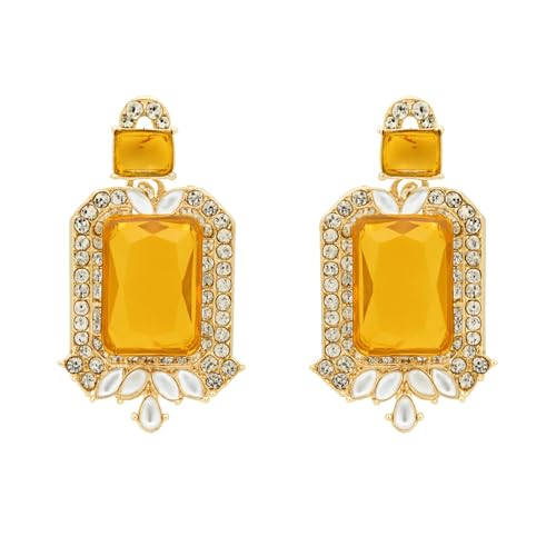 Image of I Jewels Gold Plated Stylish Design Crystal Diamond Necklace & Earrings Jewellery Set for Women