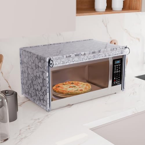 Image of Kuber Industries 20 Ltr PVC Microwave Oven Cover for Kitchen | Microwave /Oven /Otg Cover - Protects from Spills, Stains & Scratches | Stone Print - Transparent
